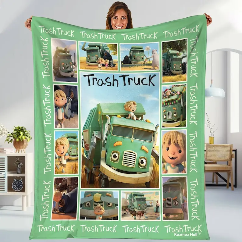 Trash Truck Fleece Blanket