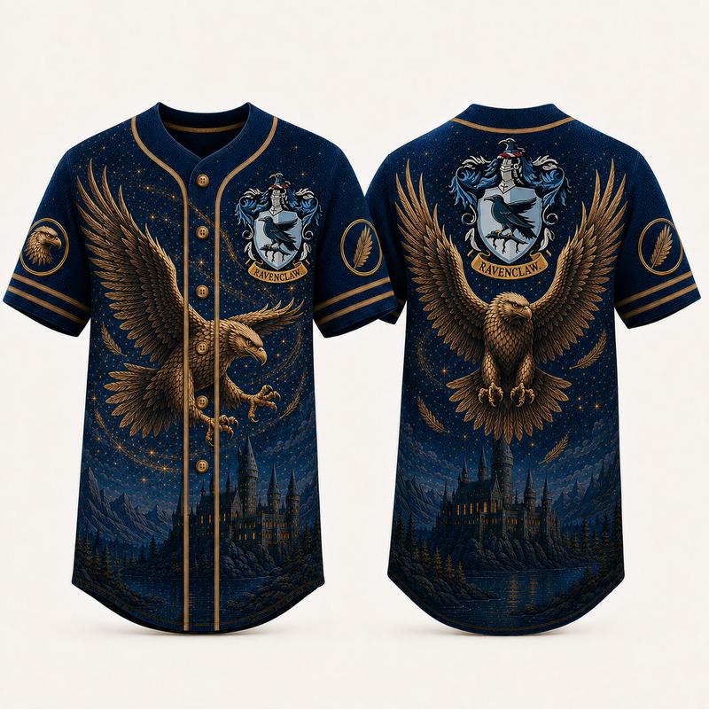 Magic Academy Fantasy Castle Animal Crest Graphic Baseball Jersey