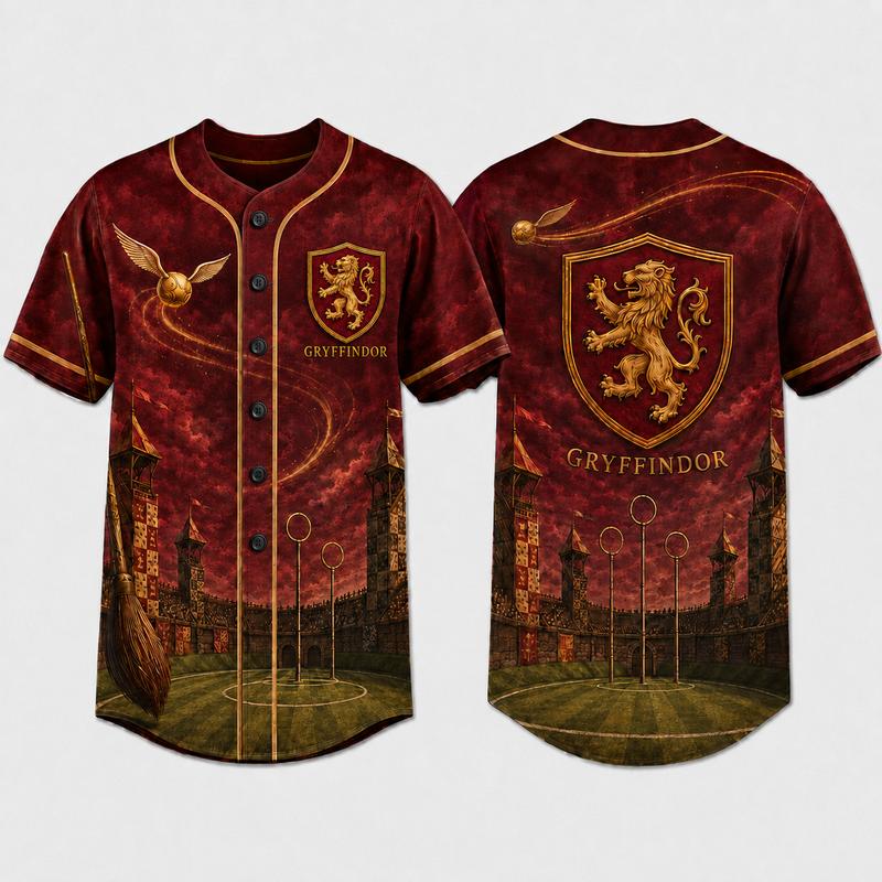 Magic Academy Fantasy Castle Animal Crest Graphic Baseball Jersey