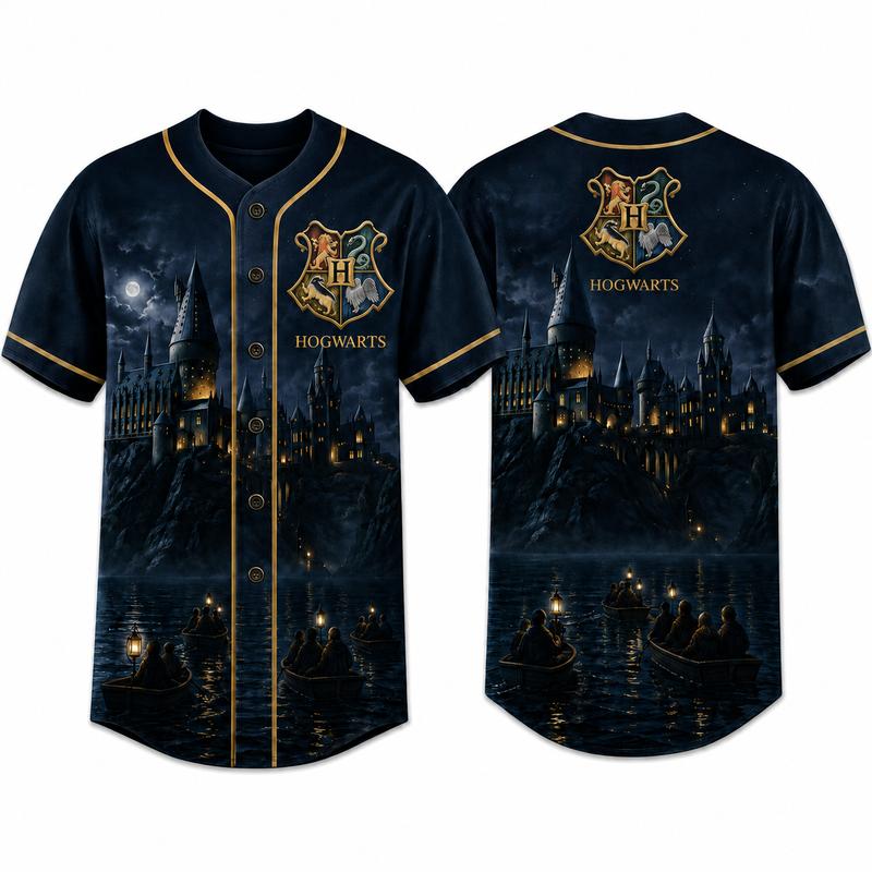 Magic Academy Fantasy Castle Animal Crest Graphic Baseball Jersey