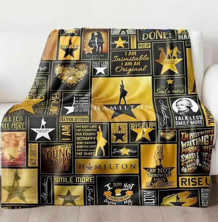 Hamilton Music Throw Classic Quotes and Outline Design  Blanket