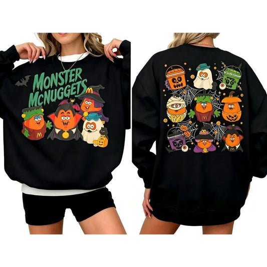 Funny Halloween Monster Nuggets Cartoon Vampire Ghost Pumpkin Witch Graphic T-Shirt / Sweatshirt / Hoodie