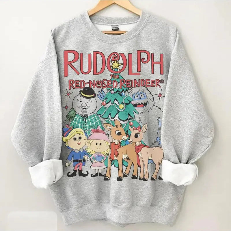 Vintage Christmas Reindeer Friends Retro Holiday Cartoon Winter Nostalgia Graphic T-Shirt / Sweatshirt / Hoodie