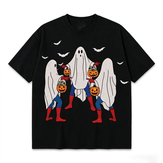 Vintage Streetwear Meme Bedsheet Ghost Pumpkin Bucket Graphics T-Shirt / Sweatshirt / Hoodie